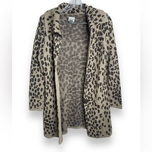 Chico’s Brown Tan Cheetah Print Heavy Long Cardigan Sweater Size 0 / S